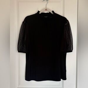 Anne Klein Black Blouse with Sheer Sleeves. Women size L